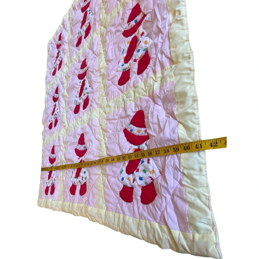 Vintage Sunbonnet Sue Baby Quilt Handmade Pink Yellow Red Elephant Print 42x41